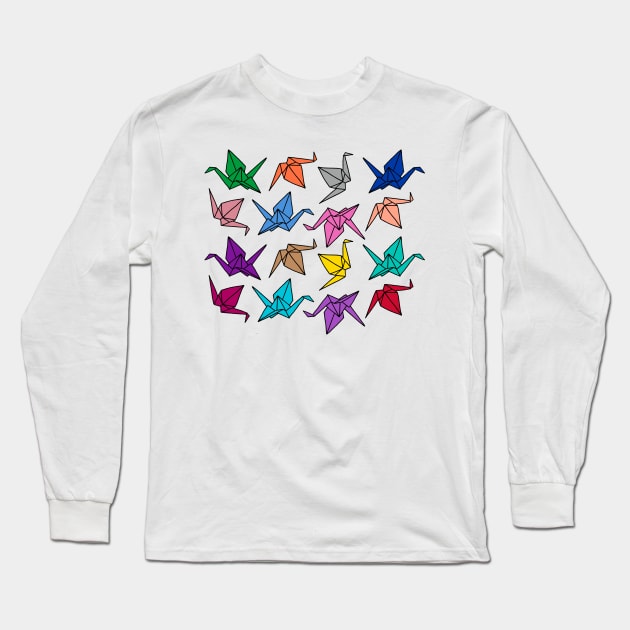 Origami Cranes Colorful Palette Long Sleeve T-Shirt by HLeslie Design